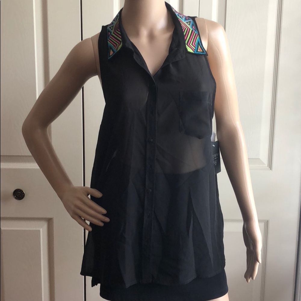 Sleeveless Black Sheer Top
